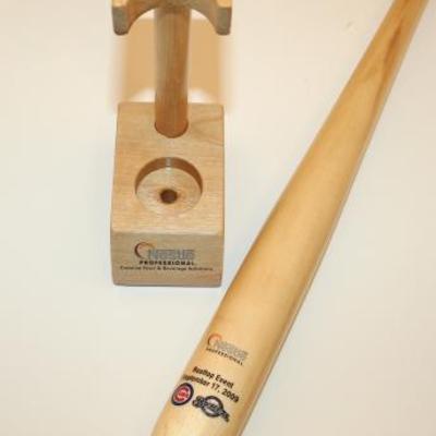 Wooden Bat and Stand